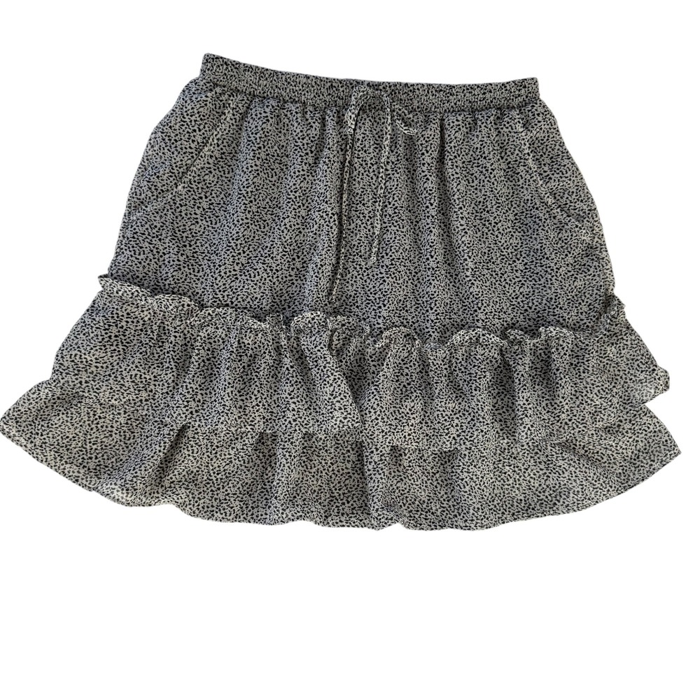 Sienna Sky‎ Women's Skirt Small Mini Ruffle Tiered Leopard Print Drawstring